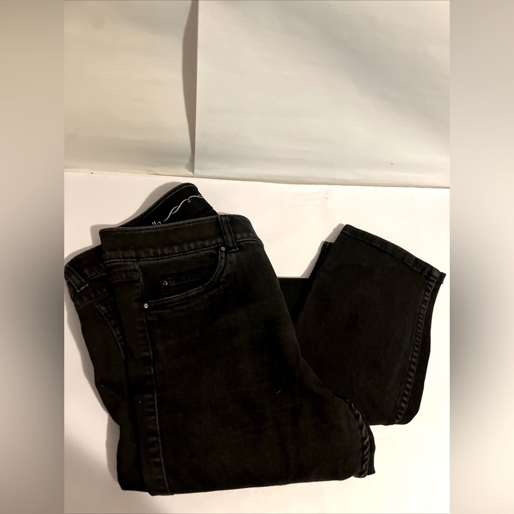 Rafaella Weekend Jeans Size12 Black High Elastic Waist Skinny Leg Stretch EUC